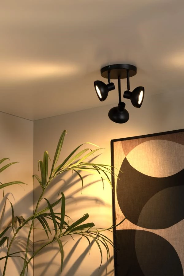 Lucide SENSAS - Ceiling spotlight - Ø 25,8 cm - 3xGU10 (ES111) - Black - atmosphere 1